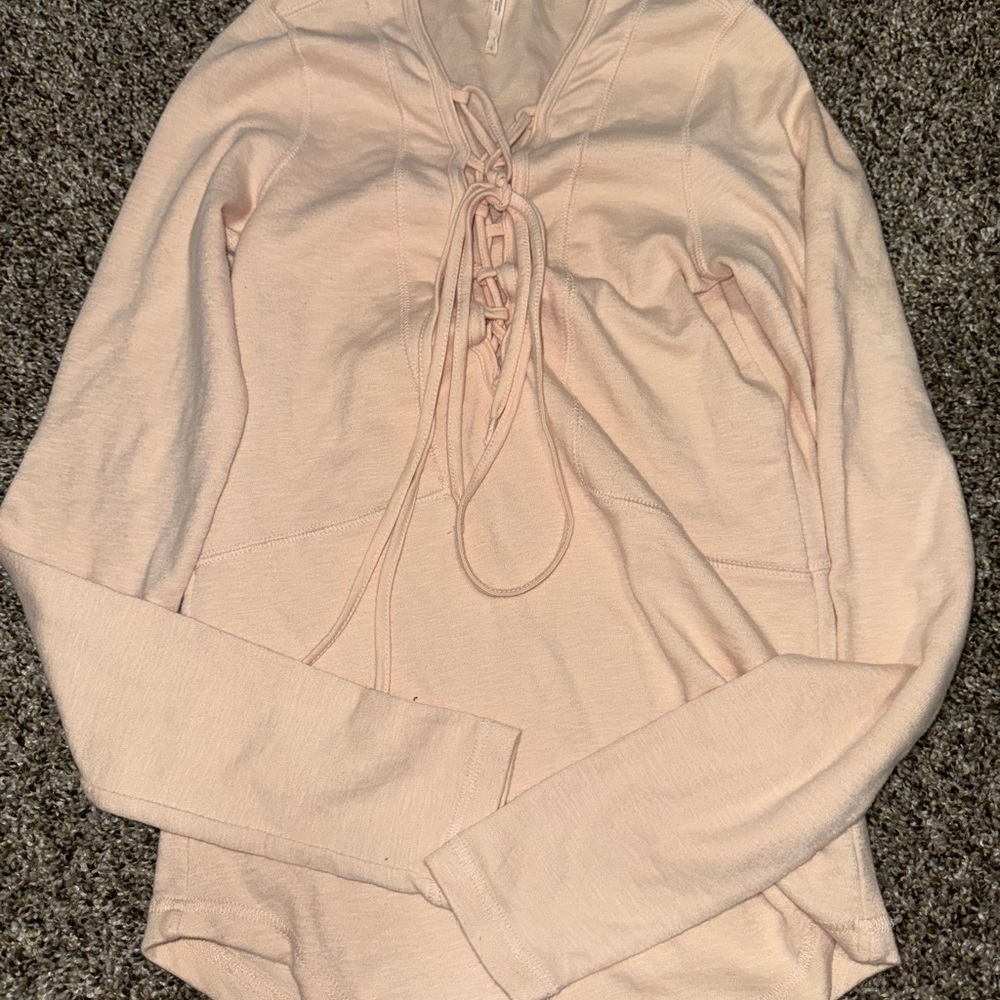 Free People Blush Lace-Up Top